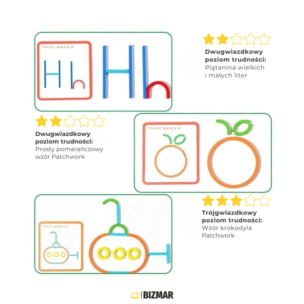 Drewniana układanka Montessori dostępna w sklepie internetowym bizmarsklep.pl.