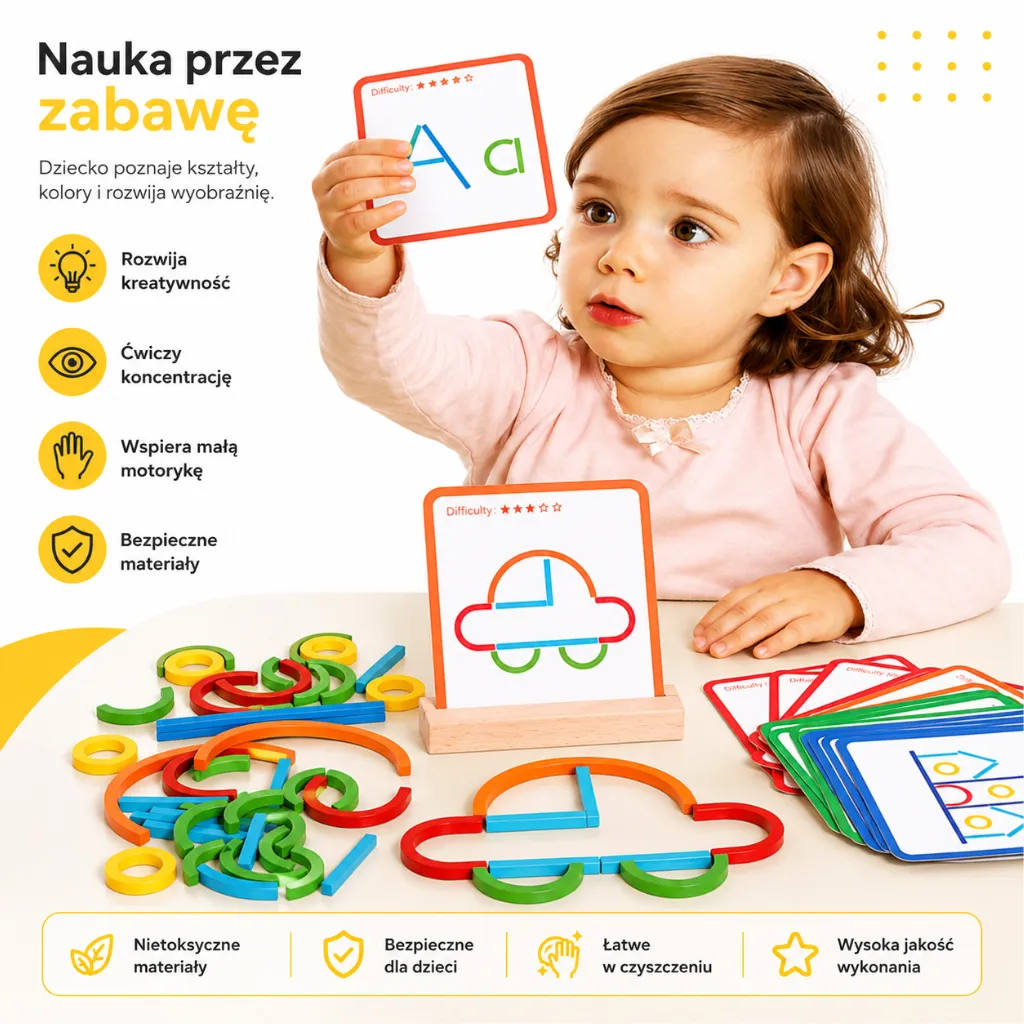 Drewniana Układanka Montessori - 120 Elementów - obrazek 7