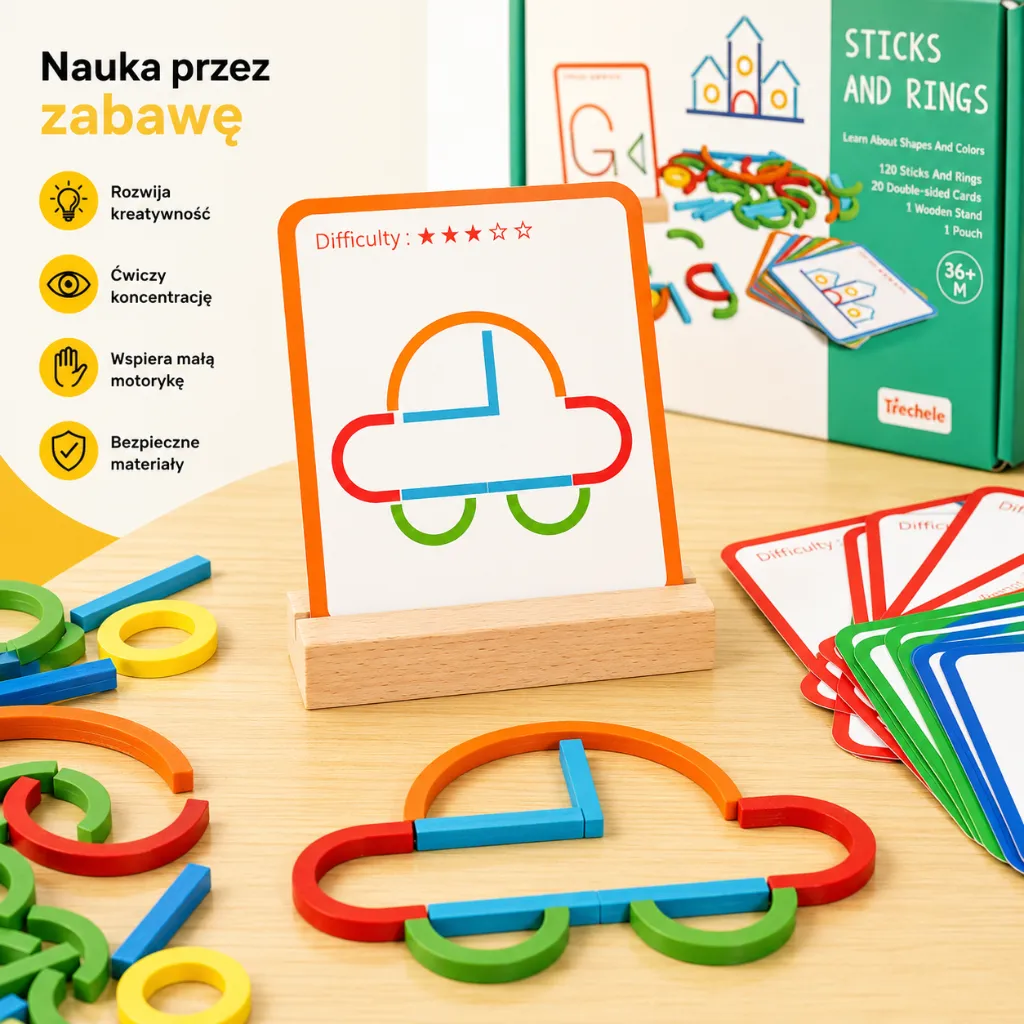 Drewniana Układanka Montessori - 120 Elementów - obrazek 9