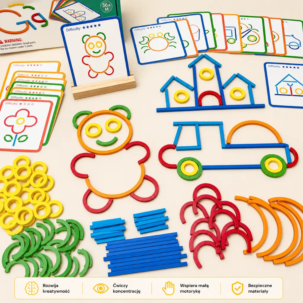 Drewniana Układanka Montessori - 120 Elementów - obrazek 10