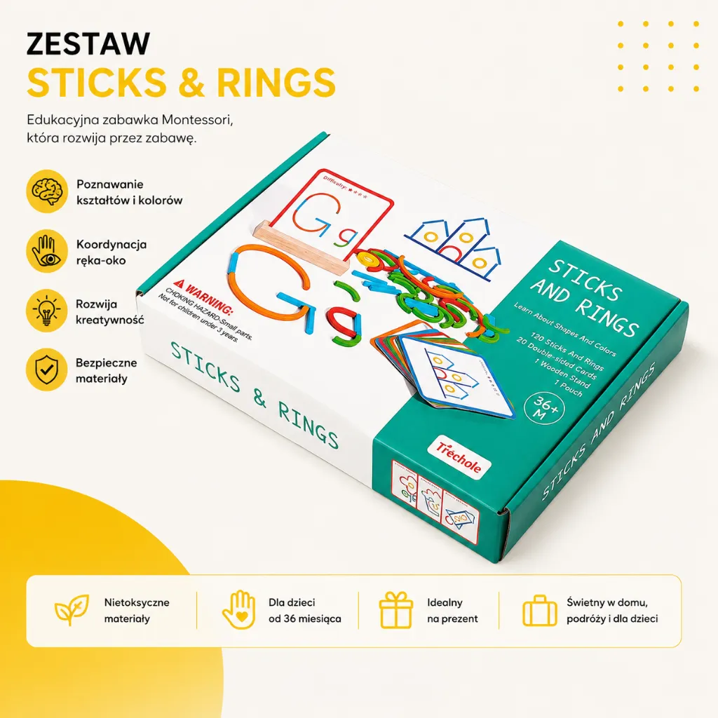 Drewniana Układanka Montessori - 120 Elementów - obrazek 14
